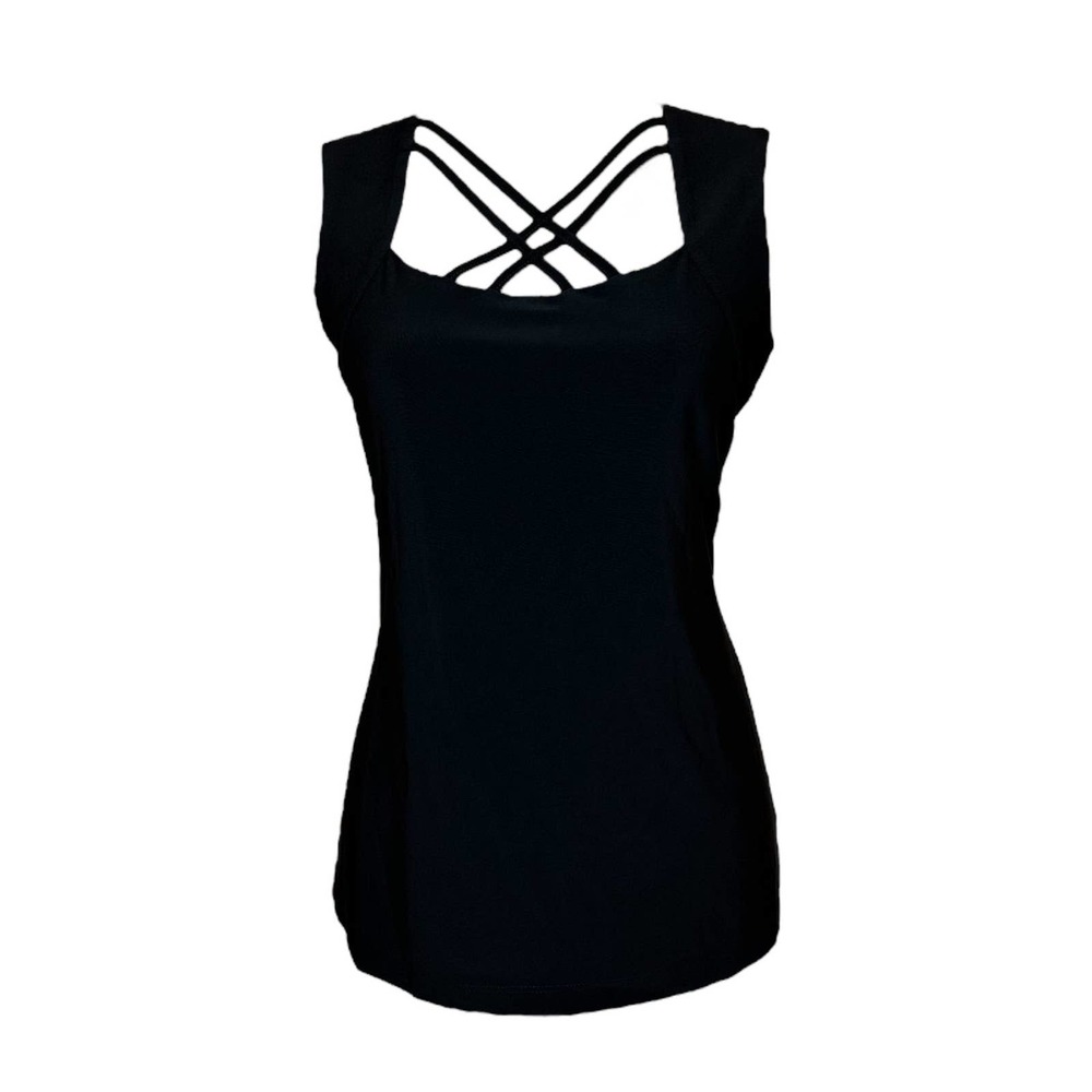 Artex Fashions Women's Size XL Black Front Criss Cross Tank Top NWT